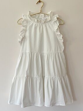 TCEC White Ruffle Collar Tiered Poplin Mini Dress